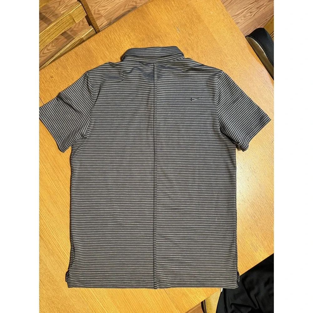 Nike Golf Tour Premium Dri Fit Polo Shirt XL‎ Gray Black Striped Stretch